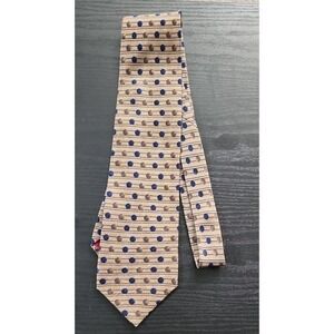 ZIONETTI TIE Silk Gold, blue dots 59"x3.5" Made‎ in USA